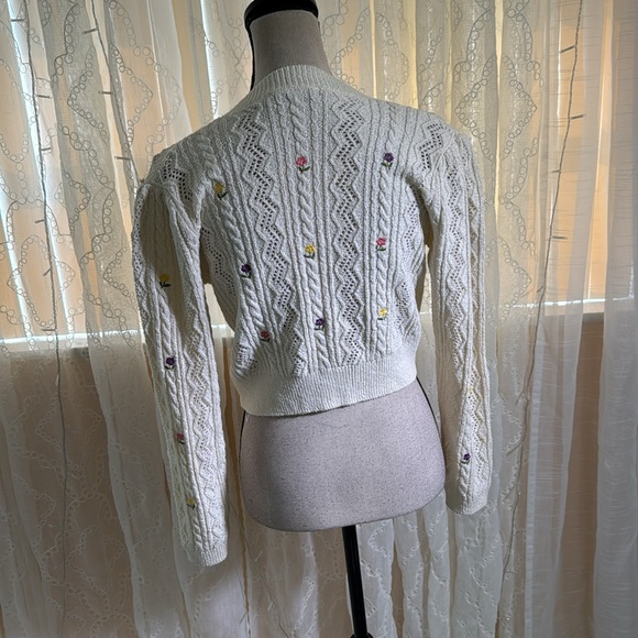 Zara Cream Chunky Knit Cropped Cardigan, S - Picture 6 of 9